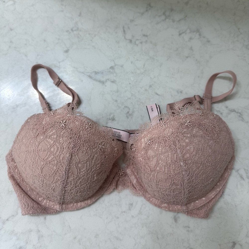 Lace Padded Bra in Blush Pink